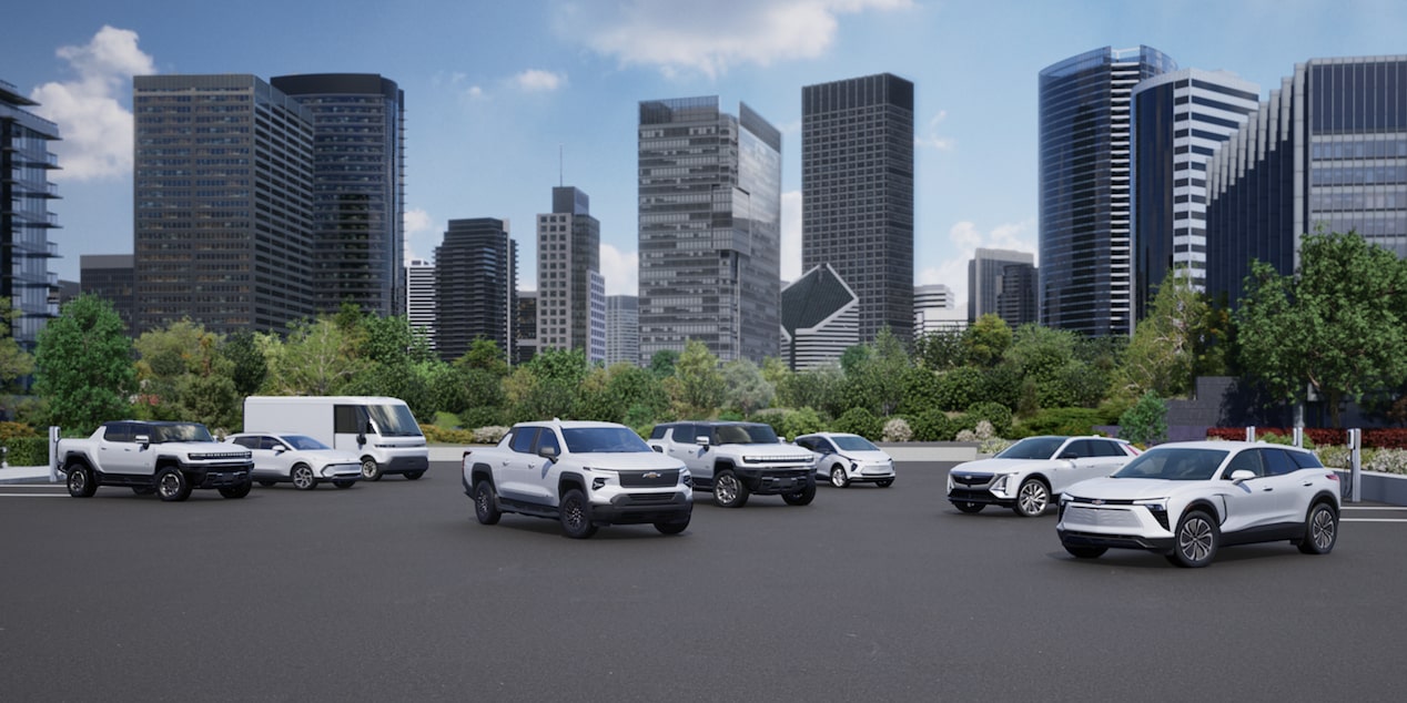 A fleet of GM electric vehicles