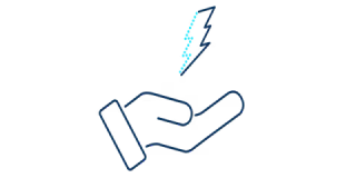 An Icon of a hand holding a lightening bolt