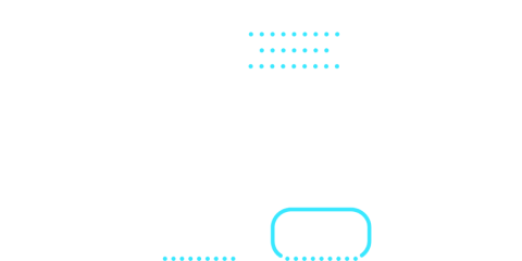 Two people icons, with the left icon showing a speech bubble filled with blue dots.