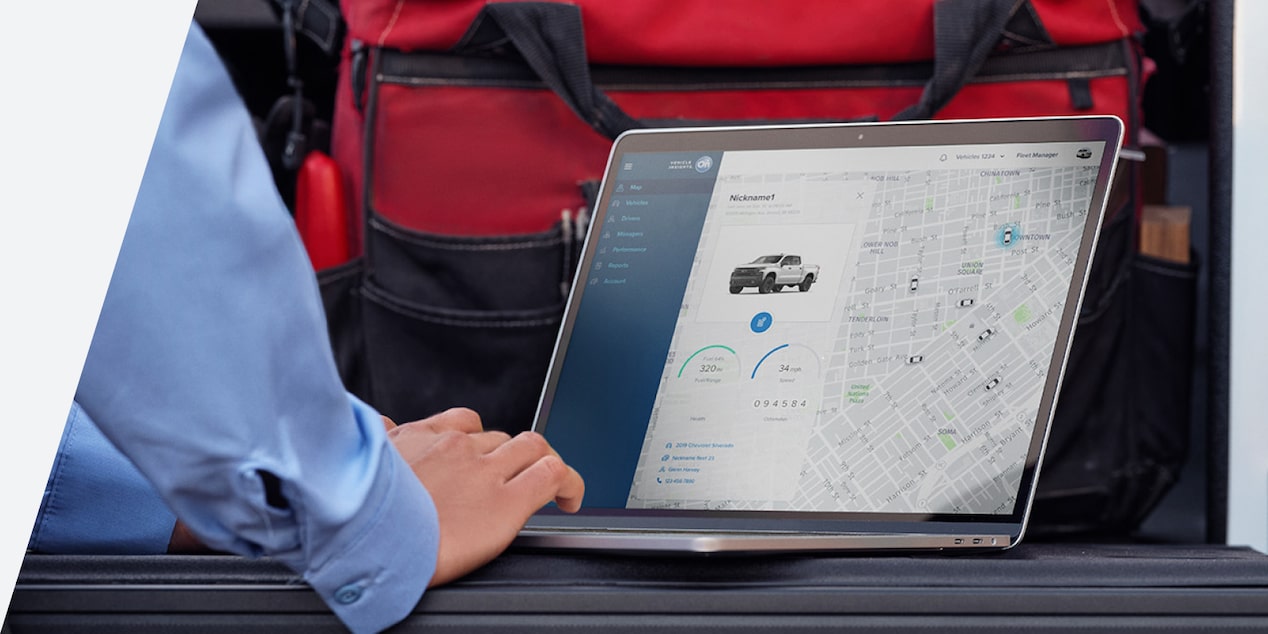 View of vehicle tracking map on a laptop