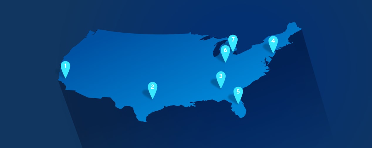 Blue Visual of the United States Brightdrop Map