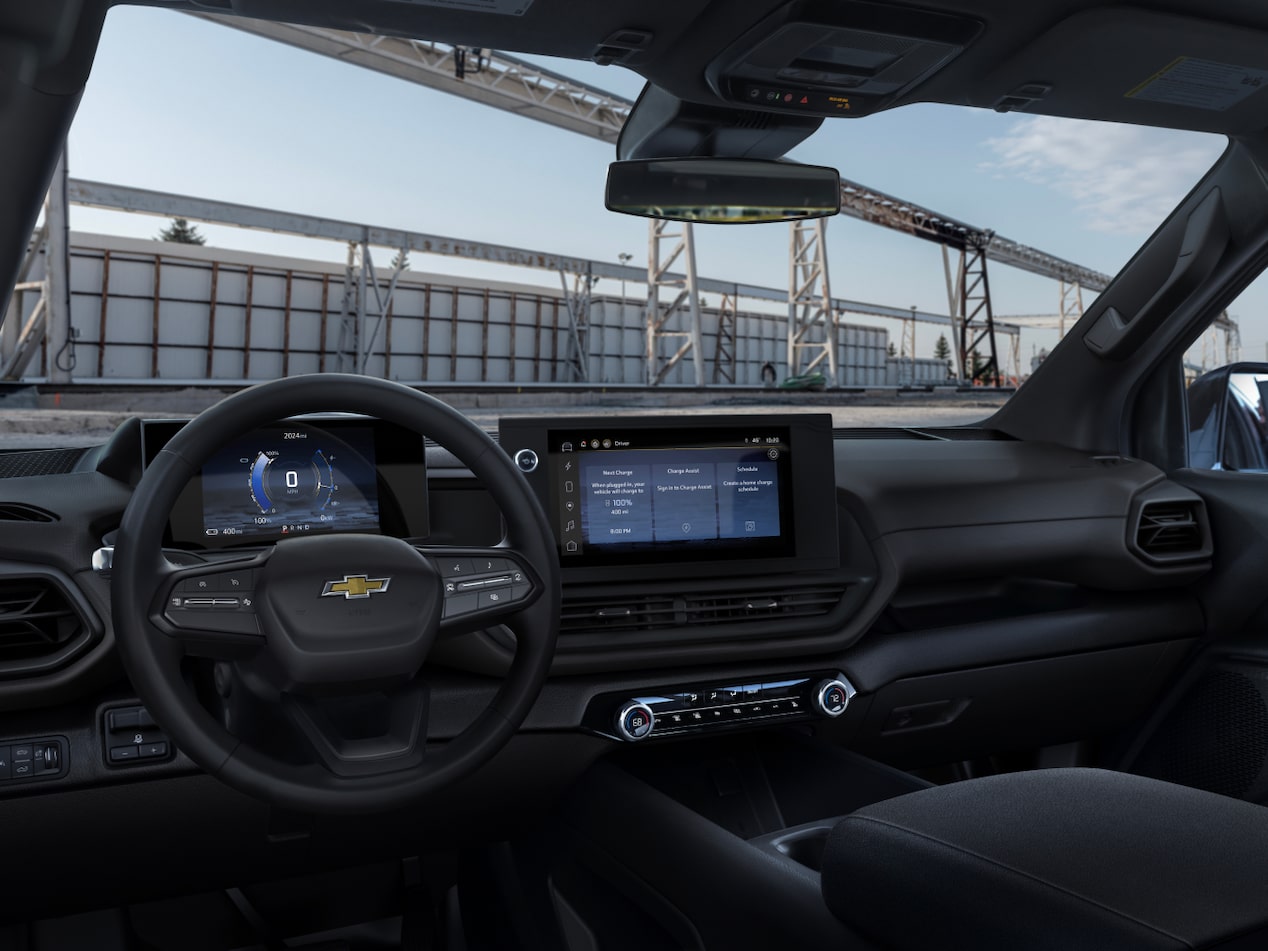 Interior of Chevrolet Silverado Electric Truck Front Seat