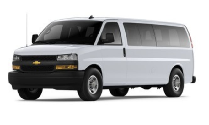 Front Three-Quarters View of the 2024 Chevrolet Express Passenger Van