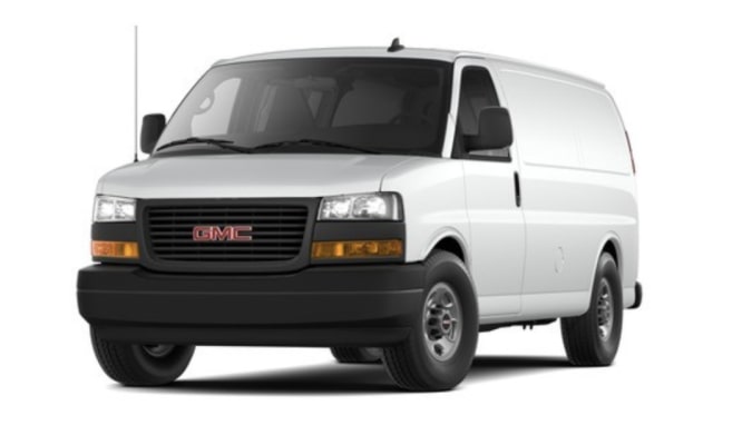 Front Three-Quarters View of the 2024 GMC Savana Cargo Van