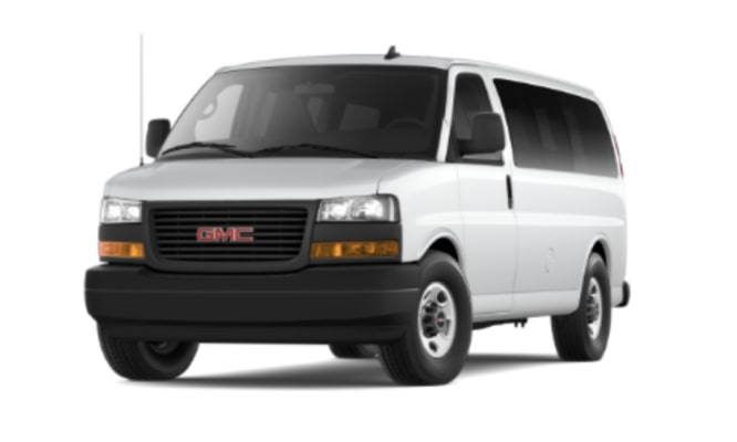 Front Three-Quarters View of the 2024 GMC Savana Passenger Van